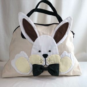 Hand Made OOAK Canvas Mr.Rabbit bunny shoulder bag